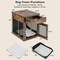 Costway 2-In-1 Furniture Dog Crate with Drawer Wired & Wireless Charging Side End Table Black/White/Rustic Brown